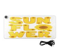 Tappetino per mouse riscaldato in pelle con girasole e girasole tipografia floreale tappetino per mouse da gioco 80 x 33 cm tappetino da scrivania per casa ufficio scrivania lavoro