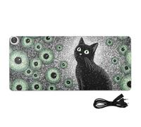 Tappetino per mouse riscaldato in pelle con occhi rotondi grigio verde tappetino per mouse da gioco 80 x 33 cm tappetino antiscivolo da scrivania per accessori da scrivania per computer