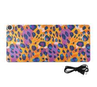 Tappetino per mouse riscaldato in pelle leopardata arancione 80 x 33 cm, tappetino per scrivere da scrivania per scrivania grande, per giochi e studio