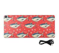 Tappetino per mouse riscaldato in pelle rossa con pesce di tonno 80 x 33 cm scaldamani per scrivania per ufficio scrivania scrivania scrivania essenziale