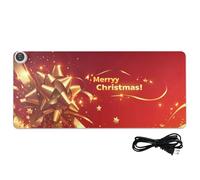 Tappetino per mouse riscaldato in pelle rossa con scritta "Merry Christmas", 80 x 33 cm, antiscivolo, per computer portatile, scrivania
