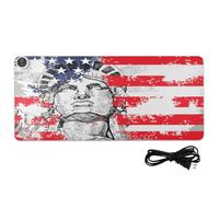 Tappetino per mouse riscaldato per computer in pelle con bandiera dell'indipendenza americana della libertà 80 x 33 cm scaldamani per scrivania per casa ufficio scrivania essenziale per scrivere
