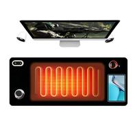 Tappetino per mouse riscaldato: WIYETY 80 x 33 cm, tappetino da scrivania riscaldato, impermeabile, 5 livelli di riscaldamento, 4 ore di spegnimento automatico, sottomano riscaldato, nero