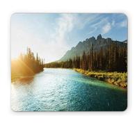 Tappetino per Mouse River Banff National Park River Stream with Castle Mountain Canada Sunrise Tappetino Mouse Lavabile Impermeabile Mousepad Forma Rettangolare, per Ufficio, Casa, 25x30cm
