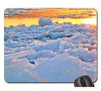 Tappetino per Mouse, River Sunset Winter Ice Frost Sunrise Stones Tappetini Mouse Antiscivolo Gaming Tappetino Mouse Confortevole Mousepad per Gaming Ufficio 25X30Cm