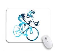 Tappetino per Mouse Road Cyclist On His Bicycle Cycling Tour Abstract Blue Tappetino Mouse Gaming Base Antiscivolo in Gomma Tappetino per Il Mouse Antiscivolo, per Computer, Laptop, 25 x 30cm