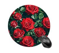 Tappetino per mouse romantico con rosa rossa, divertente tappetino per mouse rotondo in gomma antiscivolo, accessori da scrivania per computer portatile, 19 x 20 cm, per ufficio e uso domestico