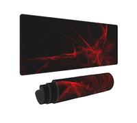 Tappetino per mouse rosso e nero XXL lungo extra per gaming, tappeto scrivania per tastiera del computer, laptop, ufficio, antiscivolo in gomma, bordi cuciti, 80×29,97 cm
