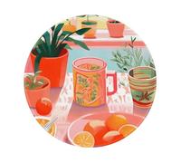 Tappetino per mouse rotondo, 20 x 20 cm, arancione con scritta "By The Afternoon Tea", tappetino per mouse per computer portatile, lavabile, con base in gomma antiscivolo