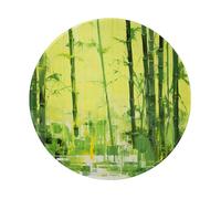 Tappetino per mouse rotondo, 20 x 20 cm, con pittura a olio di bambù per computer portatile, lavabile, protezione da scrivania, con base in gomma antiscivolo