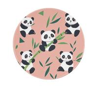 Tappetino per mouse rotondo, 20 x 20 cm, con simpatico panda e bambù, per computer portatile, lavabile, protezione da scrivania, con base in gomma antiscivolo