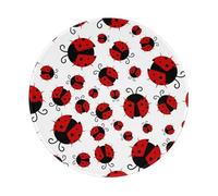 Tappetino per mouse rotondo, 20 x 20 cm, motivo coccinella rossa, divertente stampa cartone animato, tappetino per mouse per computer portatile, lavabile, protezione da scrivania, con base in gomma