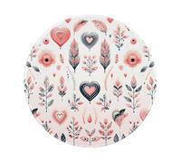 Tappetino per mouse rotondo, 20 x 20 cm, motivo: San Valentino con pianta d'amore, per computer portatile, da gioco, lavabile, con base in gomma antiscivolo