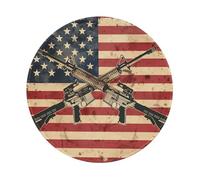 Tappetino per mouse rotondo, 20 x 20 cm, motivo: soldato con bandiera americana retrò, tappetino per mouse per computer portatile, lavabile, protezione da scrivania con base in gomma antiscivolo