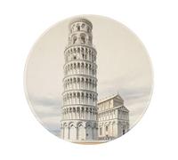 Tappetino per mouse rotondo, 20 x 20 cm, motivo: Torre di Pisa, città italiana, per computer portatili, giochi, lavabile, protezione da scrivania, con base in gomma antiscivolo