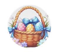 Tappetino per mouse rotondo, 20 x 20 cm, motivo: uova di Pasqua nel cestino, tappetino per mouse per computer portatile, lavabile, protezione da scrivania, con base in gomma antiscivolo