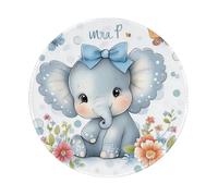Tappetino per mouse rotondo, 20 x 20 cm, simpatico e divertente motivo elefante con fiori in stile cartone animato, tappetino per mouse per computer portatile, lavabile, protezione da scrivania, con