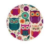 Tappetino per mouse rotondo, 20 x 20 cm, simpatico gufo colorato, tappetino per mouse per computer portatile, lavabile, protezione da scrivania, con base in gomma antiscivolo