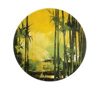 Tappetino per mouse rotondo 20 x 20 cm, tappetino per mouse in bambù con pittura ad acquerello, tappetino per mouse per computer portatile da gioco, lavabile, protezione da scrivania con base in gomma