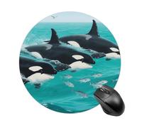 Tappetino per mouse rotondo a forma di balena sottomarina, grazioso tappetino da scrivania con base in gomma antiscivolo, piccolo e divertente tappetino per mouse per ufficio e giochi, accessori dec