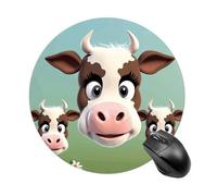 Tappetino per mouse rotondo a forma di mucca, impermeabile, antiscivolo, in gomma, divertente, 19,8 x 19,8 cm, per computer, laptop, ufficio, scrivania, accessori per mouse