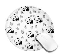 Tappetino per mouse rotondo a forma di simpatico panda, piccolo tappetino per mouse, accessori da scrivania, tappetino per mouse da gioco con bordo cucito, tappetino in gomma antiscivolo per scrivan