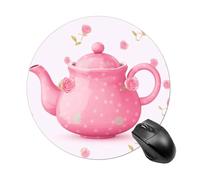 Tappetino per mouse rotondo a forma di teiera, per gaming, ad alta densità, portatile, comodo, per scrivania, casa, ufficio, 19 x 20 cm