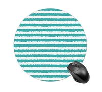 Tappetino per mouse rotondo a righe verde acqua effetto grunge, base in gomma antiscivolo per computer, laptop, gaming, casa e ufficio, accessori per scrivania, 20 cm (8 pollici)