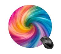 Tappetino per mouse rotondo a spirale colorato arcobaleno, tappetino per mouse da gaming, ad alta densità, portatile, comodo, per scrivania, casa, ufficio, 19 x 20 cm
