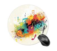 Tappetino per mouse rotondo a tema musica astratta, tappetino per mouse da gioco, ad alta densità, portatile, comodo, per scrivania, casa, ufficio, 19 x 20 cm