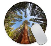 Tappetino per mouse rotondo Amcove Gaming, personalizzato con sequoie giganti, tappetino per mouse rotondo, tappetino per mouse del parco naziona