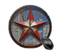 Tappetino per mouse rotondo American Wastern Texas Star, tappetino per mouse da gaming, ad alta densità, portatile, comodo, per scrivania, casa, ufficio, 19 x 20 cm