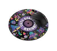 Tappetino per mouse rotondo antiscivolo, motivo: funghi viola WIRESTER con simpatici dischi spaziali, per casa, ufficio e scrivania da gioco