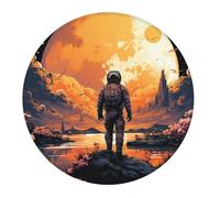 Tappetino per Mouse Rotondo Astronaut Outer Space Moon Colorful Tappetino Mouse Personalizzato Confortevole Sottomano, per Gaming, Laptop, Computer, 20cm