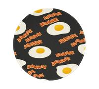 Tappetino per mouse rotondo Bacon And Eggs da 8 e 8 pollici con design con bordo cucito
