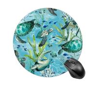 Tappetino per mouse rotondo blu tartaruga marina tappetino per mouse da gioco ad alta densità portatile comodo tappetino per scrivania, casa, ufficio, 20 x 20 cm