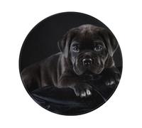 Tappetino per mouse rotondo Cane Corso Pets Puppy Cane Corso nero, design con bordo cucito 8 x 8 pollici