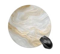 Tappetino per mouse rotondo, color crema, effetto marmo, tappetino per mouse per computer, impermeabile, con base in gomma antiscivolo, tappetino per mouse per laptop e ufficio, 20 cm
