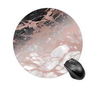 Tappetino per mouse rotondo color marmo oro rosa, tappetino per mouse da gaming, ad alta densità, portatile, comodo, per scrivania, casa, ufficio, 19 x 20 cm
