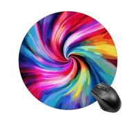 Tappetino per mouse rotondo colorato tie dye, impermeabile, antiscivolo, in gomma, divertente, 19,8 x 19,8 cm, per computer, laptop, ufficio, scrivania, accessori per mouse