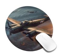 Tappetino per mouse rotondo con aereo della guerra mondiale, 20 cm, tappetino per mouse da gioco confortevole, bordo cucito, base in gomma antiscivolo, tappetino per mouse impermeabile per computer