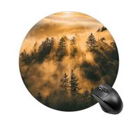 Tappetino per mouse rotondo con alberi di pino caldo, tappetino per mouse in gomma antiscivolo, accessori da scrivania per computer portatile, 19 x 20 cm, per ufficio e uso domestico