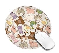 Tappetino per mouse rotondo con animali dei cartoni animati, piccioni, pecore e maiali, piccolo tappetino per mouse per accessori da scrivania, tappetino per mouse da gioco con bordo cucito, tappeti