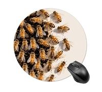 Tappetino per mouse rotondo con api da 19,8 cm, portatile, con base in gomma antiscivolo, impermeabile, resistente, superficie liscia, tappetino per mouse per computer portatile e desktop