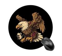 Tappetino per mouse rotondo con aquila che tiene il topo, con base in gomma antiscivolo, impermeabile, per computer portatile, ufficio