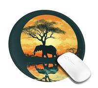 Tappetino per mouse rotondo con base in gomma antiscivolo, bellissimo elefante con bordo cucito, tappetino per mouse da gioco, per mouse wireless, computer, laptop, casa, ufficio, scrivania, tappetino