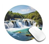 Tappetino per mouse rotondo con base in gomma antiscivolo, cascate sul fiume Krka, tappetino per mouse con bordo cucito, tappetino per mouse da gioco, per computer, laptop, casa, ufficio, scrivania