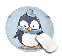 Tappetino per mouse rotondo con base in gomma antiscivolo, grazioso pinguino con bordo cucito, tappetino per mouse da gioco per mouse wireless per computer portatile, casa, ufficio, scrivania da 20,3