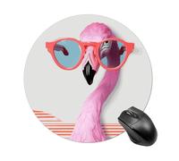 Tappetino per mouse rotondo con base in gomma antiscivolo, lavabile, impermeabile, tappetino per mouse da gioco Hello Glasses Flamingo Mouse Pad per computer ufficio accessori da scrivania 19,8 x 20,8