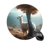 Tappetino per mouse rotondo con base in gomma antiscivolo, lavabile, impermeabile, tappetino per mouse da gaming, tappetino per mouse in alpaca sotto l'albero, accessori da scrivania per computer